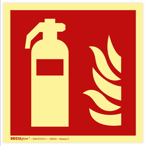 Segnale di Sicurezza Antincendio, Estintore, ISO 7010, Luminoso a Lunga Durata SECUglow 185 - Product Image 1