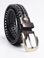 Ceintures tressées de haute qualité en cuir véritable pour hommes 2025 Logo personnalisé ceinture décontractée marron foncé pour hommes en gros OEM