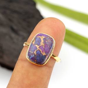 Trendy Natural Mohave Purple Copper Turquoise <b>Ring</b> Bezel <b>Cushion</b> 925 Sterling Silver Bohemian jewelry Custom Jewelry Manufacture - Product Image 2