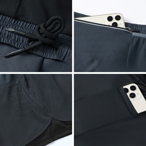Short de sport avec poche intérieure pour téléphone pour hommes Short de course respirant à séchage rapide 2 couches Logo personnalisé ShortsDDP expédition - Product Image 3