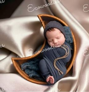Accesorios de Fotografía de Bebé Recién Nacido, Cuenco de Madera con Forma de Luna Maravillosa, Accesorios de Madera Vintage, Diseño Creativo - Product Image 2