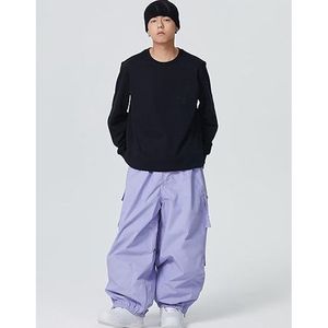 กางเกงทรงหลวมแนวสตรีทใส่เล่นสกีหิมะ, กางเกงเอวยางยืดกันน้ำสีพื้นบางทรงหลวมแนวสตรีทฮิปฮอป - Product Image 1