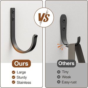 Crochets muraux en métal pour porte de placard extérieur, salle de bain et sacs à dos utilisés pour suspendre vêtements et serviettes, montage mural à vis - Product Image 1