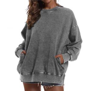 Tricoté goutte épaule femmes sweat coton pull décontracté O cou écologique respirant hauts hiver Streetwear - Product Image 1