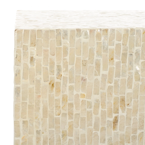 Mesa de Centro Artesanal Ecológica y Duradera con Marco de Madera de Nácar, Estilo Antiguo, Color Crema, Mueble de Lujo para Sala de Estar - Product Image 5