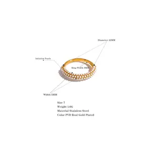 Anillo Elegante con Perlas de Imitación Chapado en Oro de 18K - Product Image 2