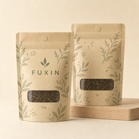 Sachet d'emballage compostable de luxe en papier kraft avec fenêtre, 3,5g 7g, pochette stand-up, avec logo personnalisé, fermeture magnétique, pelliculage pour aliments