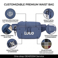 Sac banane multifonctionnel bleu personnalisé avec mousqueton, en nylon résistant aux déchirures, grande capacité