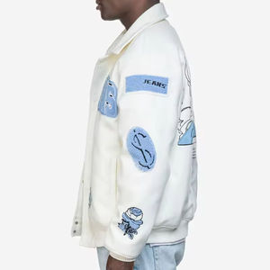 Chaqueta universitaria de alta calidad para hombre, chaqueta con letras de béisbol personalizadas con bordado de chenilla, venta al por mayor, manga de cuero PU Unisex - Product Image 6