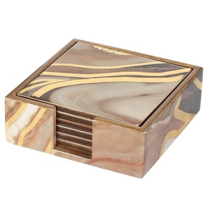 Sous-verre en Mdf de forme carrée en MDF et sous-verre imprimé Meena pour la décoration de table indienne - Product Image 1