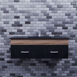 Meuble-lavabo double pour salle de bain 150 cm, meuble-lavabo double sur mesure pour salles de bain principales, option plan de travail en pierre - Product Image 2
