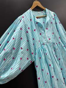 Les plus vendus à la mode pur coton imprimé été a-ligne robe mi-longue gland taille naturelle léger confortable pour décontracté - Product Image 3