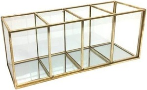 Exportador indio Marco de latón Organizador de vidrio Almacenamiento elegante para brochas de maquillaje y accesorios disponibles a un precio asequible - Product Image 4