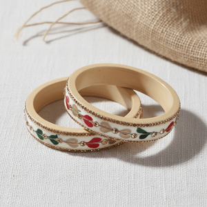Ivory Bloom Hand-<b>Painted</b> Lac Fashion Bangles Ethnic Accessories All Seasons - Product Image 5