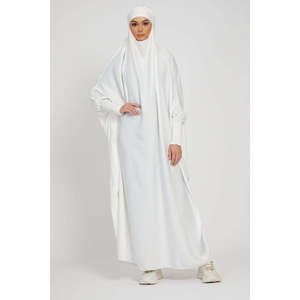 Vestido modesto de una pieza blanco puro de cuerpo entero Jilbab/oración Abaya - Product Image 4