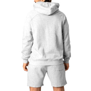 Conjunto Deportivo de Dos Piezas para Hombre, Corte Ajustado, Felpa Francesa, Sudadera con Capucha y Pantalones Cortos con Logotipo Estampado, Ropa de Entrenamiento de Invierno, Tallas Grandes - Product Image 2