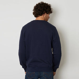 Sweat-shirt à col rond en molleton personnalisé de qualité supérieure pour homme, 100 % coton, taille unisexe, poignets et ourlet côtelés, uni, OEM, hiver, bleu marine - Product Image 2