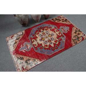 พรมวินเทจ ขนาด 3.2x5.3 ฟุต พรมโมร็อกโกสีแดง ทำจากขนสัตว์ - Product Image 2