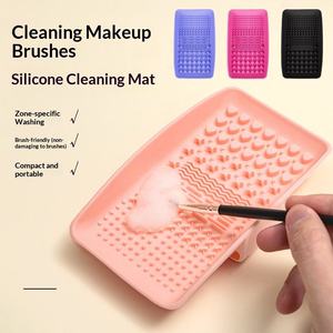 Silicone Square Scrubbing Pad & Board for <b>Makeup</b> Brush Cleaning Beauty Tool with Hand <b>Holder</b>-Home Use - Product Image 1