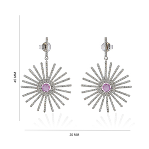 925เพชรสเตอร์ลิงเงินสีชมพูแซฟไฟร์พลอยดาวดันกลับต่างหูตุ้งติ้งขายส่ง - Product Image 1
