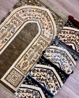 Tapis de prière turc islamique en velours gaufré de luxe, imprimé floral, avec pompons, tapis de culte musulman doux, OEM ODM