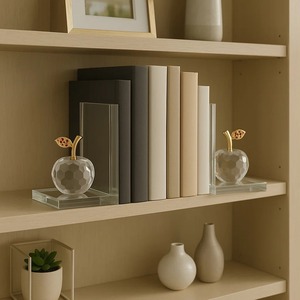 Sujetalibros Modernos de Cristal con Forma de Manzana, Ideales para la Oficina en Casa, Sala de Estar, Exhibición, Mesa de Estudio y Decoración Contemporánea de la India - Product Image 4