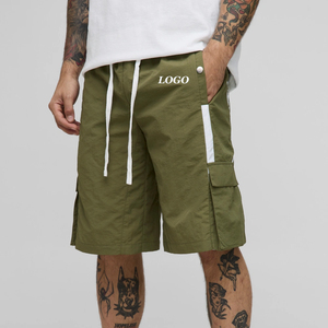 Shorts cargo pour hommes en tissu de coton 2026, couleur unie, taille élastique, logo personnalisé, service OEM pour les acheteurs en gros, prix de gros - Product Image 1