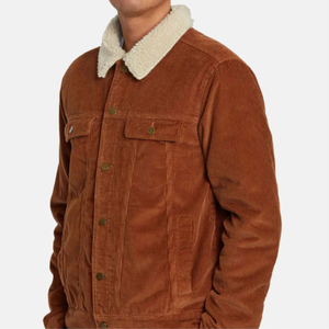 Men's Winter Warm <b>Corduroy</b> Bomber <b>Jacket</b> with Wool Liner Sheep Fur Trim Knitted Fabric High Quality Comfortable Vintage Design - Product Image 3