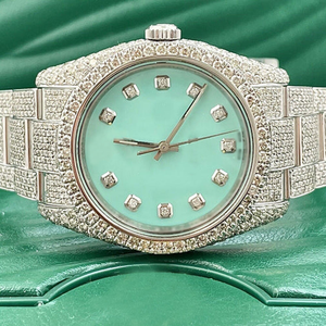 Montre unisexe à mouvement mécanique de style hip-hop, avec diamants, résistante à l'eau, analogique, calendrier, bracelet en cuir, bijoux - Product Image 1