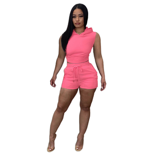 Conjunto de Sudadera sin Mangas y Pantalones Cortos para Mujer, Dos Piezas, Ropa Deportiva Informal, Logotipo Personalizado, Ropa de Entrenamiento de Invierno, Ropa Deportiva de Gimnasio al por Mayor, Hasta la Rodilla - Product Image 5