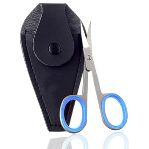 Mango antideslizante de color azul Buena calidad Haga su propia tarifa al por mayor Hecho en Pakistán Tijeras para cutículas de acero - Product Image 1