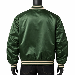 Chaqueta de Satén para Hombre de Alta Calidad, Chaqueta de Satén para Hombre de Larga Duración, Chaqueta de Satén Verde con Botones a Presión, Talla Personalizada - Product Image 2