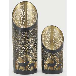 Antílope de Navidad Diseño de corte de metal Linterna Portavelas votivo decorativo negro y dorado para eventos y bodas - Product Image 6