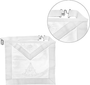 Past Master Mason white Apron Hand Embroidered with Square & Compass 100% Lambskin Masonic Apron - Product Image 3