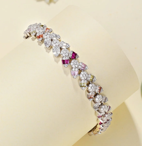 Bracelet délicat et exquis en forme de fleur, bracelet tennis, argent sterling 925, bracelet de luxe avec diamant - Product Image 3