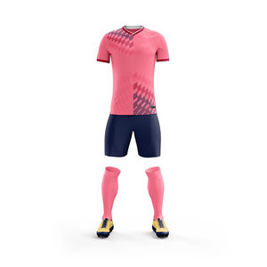 Vente en gros Vêtements de football de la saison 2025 imprimés par transfert de chaleur en polyester 100% Demi-manche à col en V Kits de football légers à séchage rapide - Product Image 1