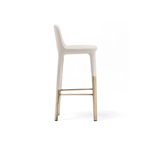 Tabouret de Bar de luxe moderne à longues jambes en cuir, rembourrage en bois de teck couleur or, tabouret de Bar de Restaurant Offre Spéciale - Product Image 2
