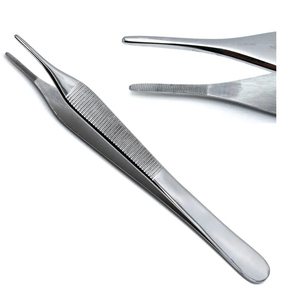 Pince droite polyvalente Instruments de chirurgie dentaire réutilisables Tissu manuel en acier Saisie dentelée Composé de métal Plastique - Product Image 4