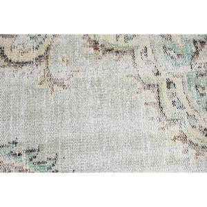 พรมขนสัตว์สีเบจสีเขียวคลาสสิกงานแฮนด์เมดขนาด1.6X3ฟุตสไตล์ตุรกีสี่เหลี่ยมงานเย็บปะต่อกันทำจากยางรองหลังสำหรับห้องนั่งเล่นห้องนอนวัยรุ่น - Product Image 5