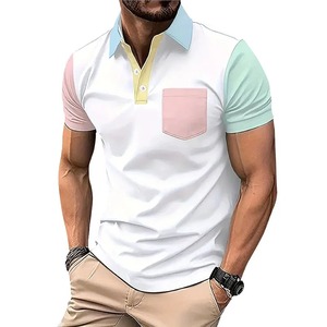 Men's Summer Short-Sleeved for Polo <b>Shirt</b> Printed Solid Color Business <b>Office</b> Daily Sports Leisure Pocket Top for Male <b>T</b>-<b>Shirt</b> - Product Image 5