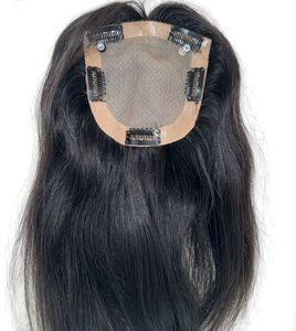Silk Base Human Hair Topper With Clips in Silk Top Human Virgin Brazilian Hair <b>Toupee</b> for Women - Product Image 4