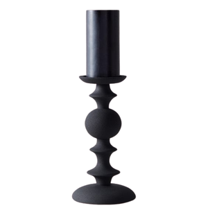 เชิงเทียนอลูมิเนียมสีดำด้านสำหรับร้านอาหารเชิงเทียนทำจากแก้วสีดำด้านหรูหราทำด้วยมือ - Product Image 1