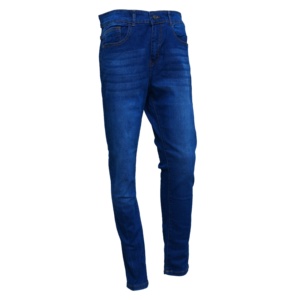 Pantalon en jean bleu pour homme, coupe droite, taille mi-haute, en coton extensible, décontracté, personnalisable OEM - Product Image 1
