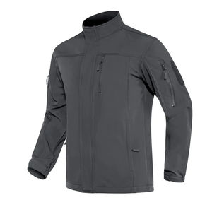 Veste coupe-vent softshell pour homme en gros OEM, taille plus, doublée en polaire, imperméable, couleur unie, randonnée avec col montant - Product Image 4