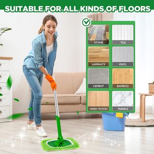 Almohadillas de microfibra para fregona plana, paquete de 4, reutilizables, lavables, para Swiffer Sweeper, paños rectangulares para fregona con mango de aluminio telescópico - Product Image 4