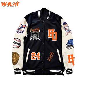 เสื้อแจ็กเก็ตทีมตัวแทนหนังขนสัตว์ปักลายผ้ากำมะหยี่แนวสตรีทเสื้อผ้าเบสบอลโลโก้ตามสั่งสำหรับผู้ชายสินค้า OEM - Product Image 1