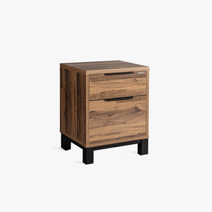 Minimalist Modern 2-<b>Drawer</b> Solid Wood Nightstand with Metal Legs 12-Month Warranty Bedroom Furniture Includes Assembly - Product Image 2