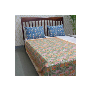 Couverture d'été imprimée traditionnelle à bloc à la main du fabricant indien Voile de coton biologique doux doux double taille Dohar - Product Image 1