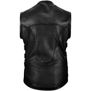 เสื้อกั๊กหนังสำหรับผู้ชายสีทึบดีไซน์โลโก้ตามสั่งความยาวปกติ - Product Image 4