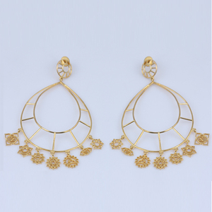 ต่างหูระย้าทรงหยดน้ำสีเงิน925สไตล์โบราณพร้อมชุบทองสีเหลืองเสน่ห์ดั้งเดิมของชาวชาติพันธุ์สำหรับงานแต่งงาน - Product Image 1